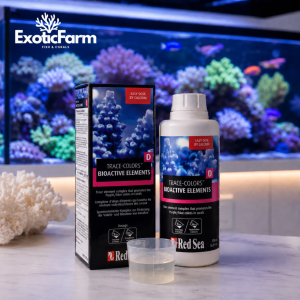 Red Sea Reef Colors D 500 ml reintegra 18 oligoelementi per acquari reef. Favorisce colorazioni blu e porpora nei coralli SPS e LPS.
