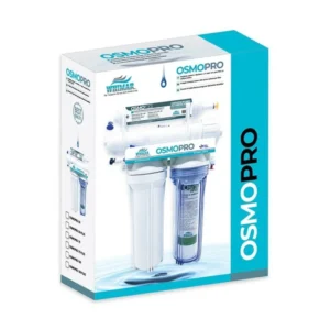 Impianto osmosi a 4 stadi per acquari marini e dolci, con membrana Vontron, filtri a sedimenti e carbone attivo e Flush Valve inclusa.