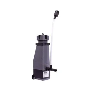 Skimmer di superficie da 300 l/h per nano reef, sump e refugium. Mantiene l'acqua libera da patine e favorisce movimento e scambio gassoso.
